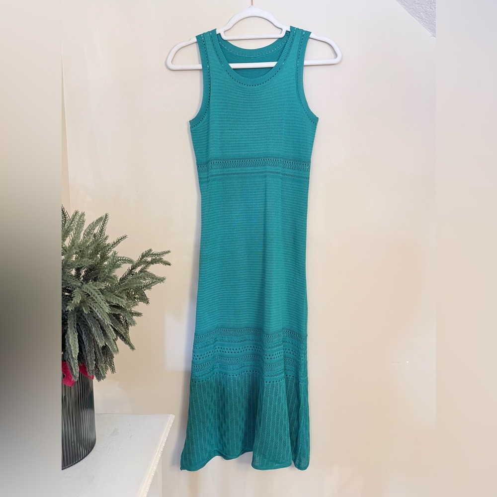 Summer Teal Sleeveless Dress
